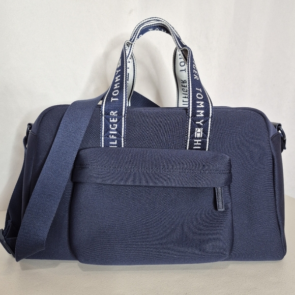 Tommy Hilfiger Navy Neoprene Tote Bag / Weekender Bag Adjustable Crossbody Strap - Picture 1 of 16